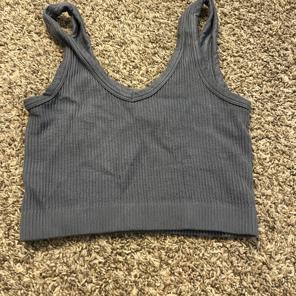 Women's Ribbed Gray Tank Top